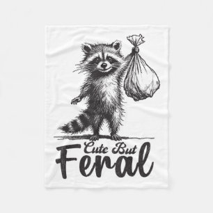 Cute But Feral Panda Raccoon Costume Funny Raccoon Fleece Blanket