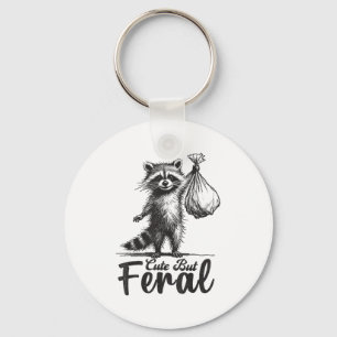 Cute But Feral Panda Raccoon Costume Funny Raccoon Keychain