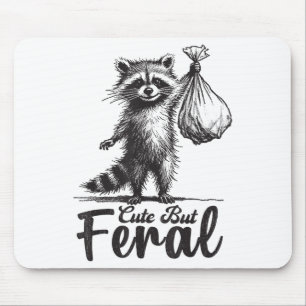 Cute But Feral Panda Raccoon Costume Funny Raccoon Mouse Pad