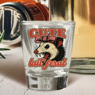 Cute But Feral Possum: Vintage Sarcastic Humour Shot Glass