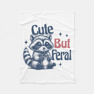 Cute But Feral Raccoon Drinking Boba Toddler Vinta Fleece Blanket
