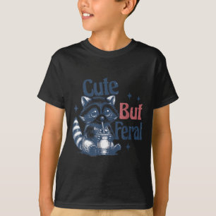 Cute But Feral Raccoon Drinking Boba Toddler Vinta T-Shirt