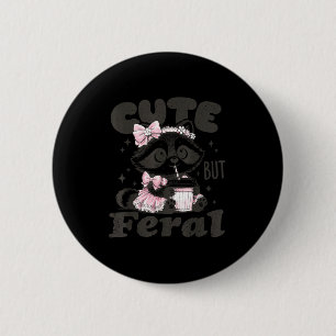 Cute but feral raccoon funny animal meme teen girl 2 inch round button