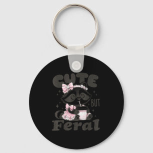 Cute but feral raccoon funny animal meme teen girl keychain