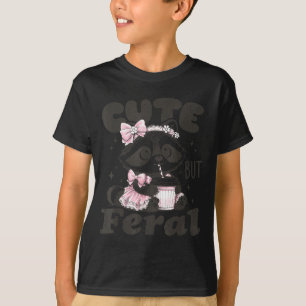 Cute but feral raccoon funny animal meme teen girl T-Shirt