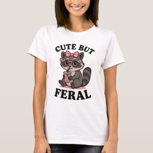 Cute But Feral Raccoon Funny Kawaii Animal T-Shirt
