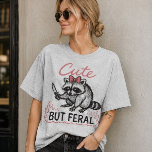 Cute But Feral Raccoon Knife T-Shirt