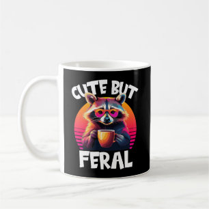 Cute But Feral Raccoon Retro Coffee Lover Mug