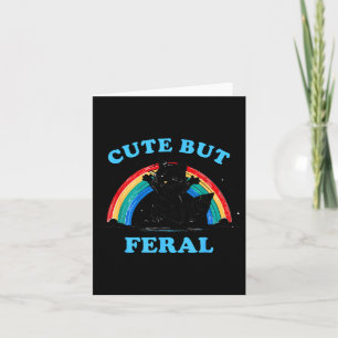Cute But Feral Raccoon With Rainbow Funny Raccoon Card