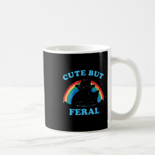 Cute But Feral Raccoon With Rainbow Funny Raccoon  Coffee Mug