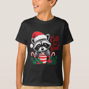 Cute But Feral Raccoon With Santa Hat Xmas Cute Ch T-Shirt