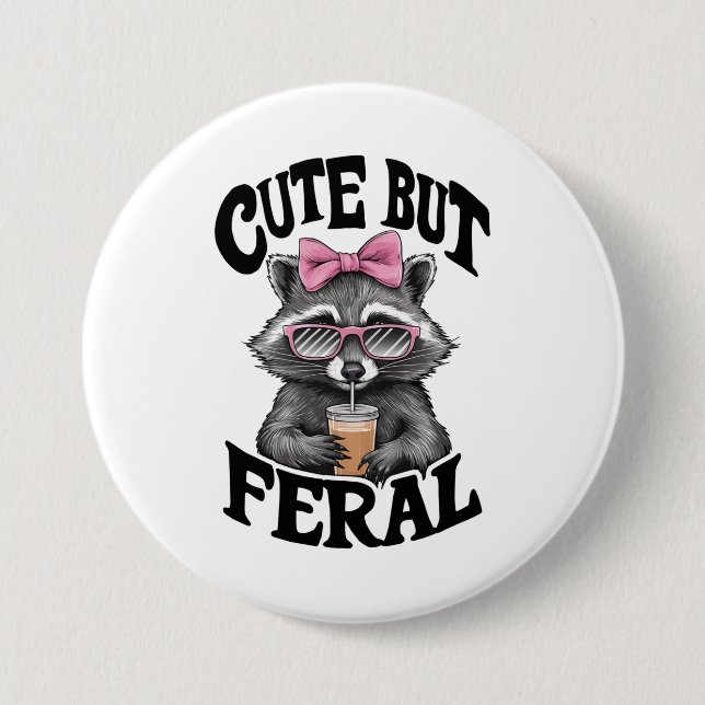 Cute But Feral Racoon With Sunglasses Racoon 3 Inch Round Button (Front)