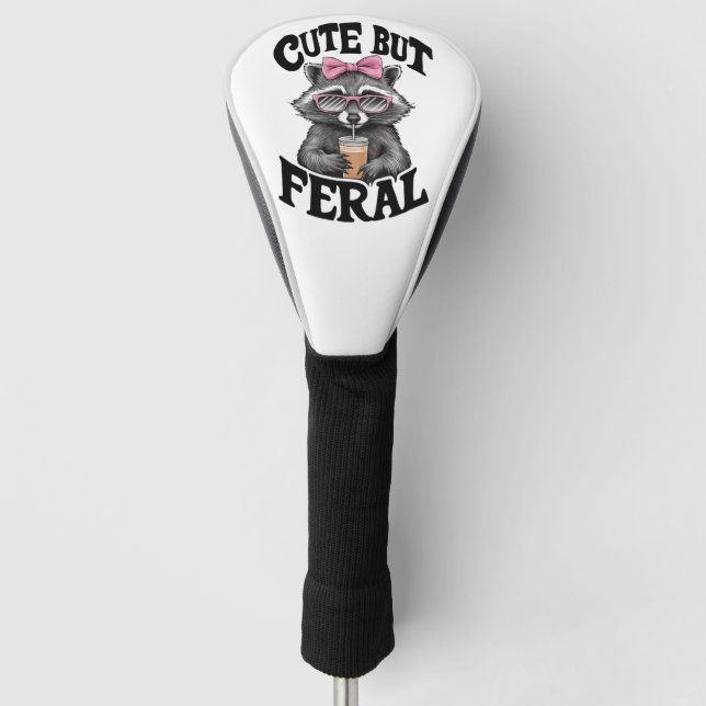 Cute But Feral Racoon With Sunglasses Racoon Golf Head Cover (Front)
