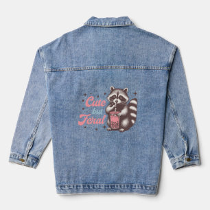 Cute-but-feral Retro Funny Raccoon Denim Jacket