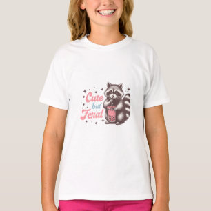 Cute-but-feral Retro Funny Raccoon T-Shirt