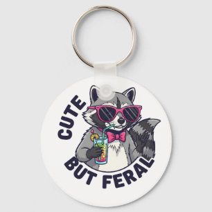 Cute But Feral Trash Panda Raccoon Keychain