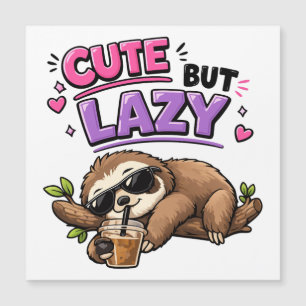 Cute but lazy sloth with iced coffee