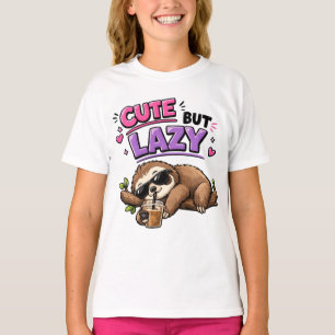 Cute but lazy sloth with iced coffee T-Shirt