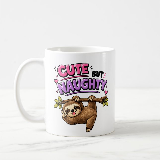 Cute but naughty sloth coffee mug (Left)