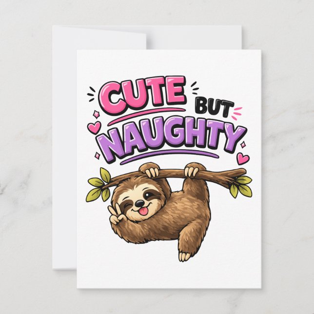 Cute but naughty sloth invitation (Front)