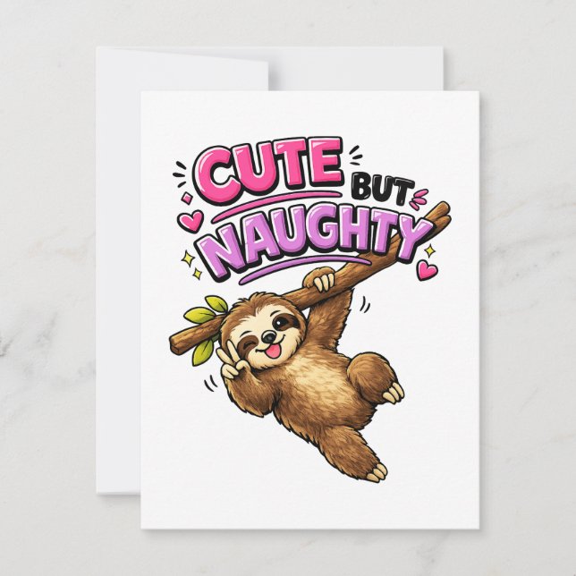 Cute but naughty sloth invitation (Front)