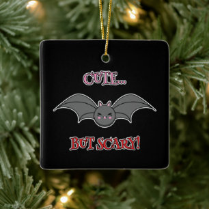 Cute but Scary Bat Ceramic Ornament