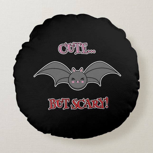 Cute but Scary Bat Round Pillow (Front)