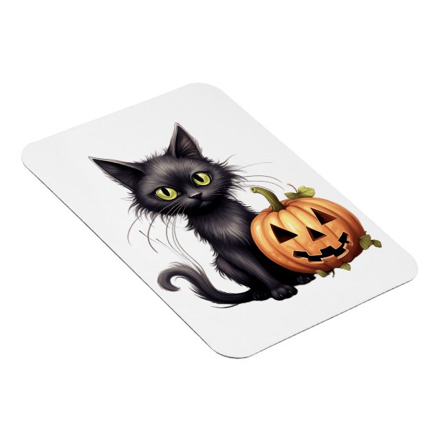 Cute But Scary Black Cat Design Magnet (Right Side)