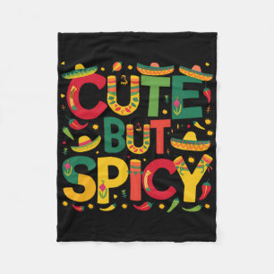 Cute But Spicy Mexican Tacos Sombrero Fiesta Cinco Fleece Blanket