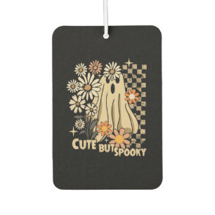 Cute but Spooky Funny Floral Halloween Ghost Check Air Freshener
