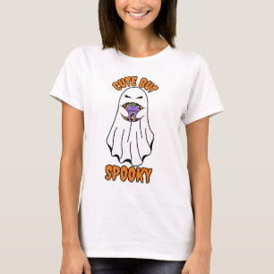 Cute but Spooky Halloween Ghost Holding a Pumpkin T-Shirt