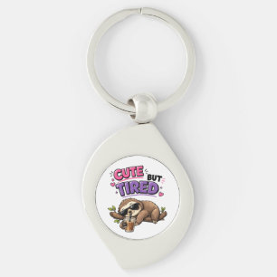 Cute but tired sloth with iced coffee keychain