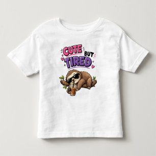 Cute but tired sloth with iced coffee toddler t-shirt