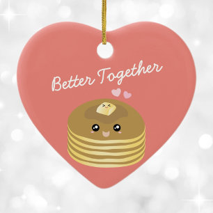 Cute Butter Pancakes Better Together Funny Foodie Ceramic Ornament