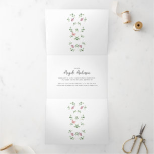 Cute Butterflies All Around Baby Shower  Tri-Fold Announcement