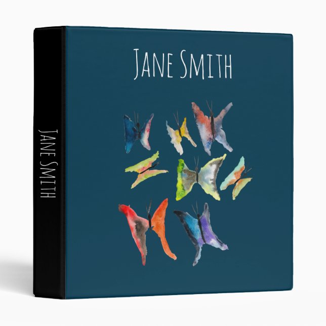 Cute butterflies watercolor art 3 ring binder (Front/Spine)