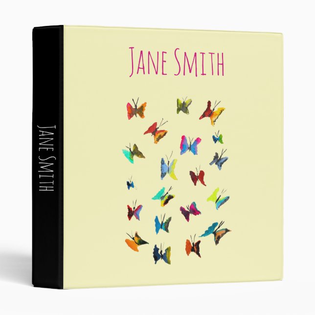 Cute butterflies watercolor art binder (Front/Spine)