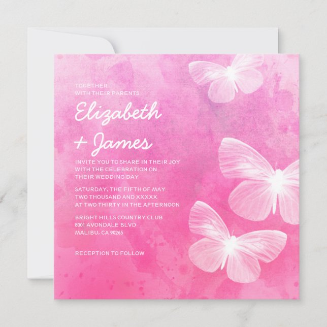 Cute Butterflies Wedding Invitations (Front)