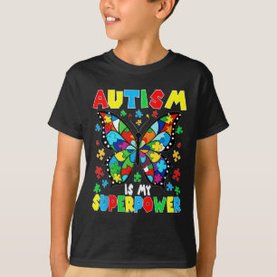 Cute Butterfly Autism Is My Superpower Autism Girl T-Shirt