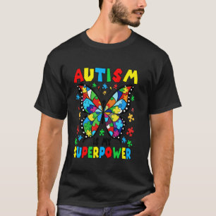 Cute Butterfly Autism Is My Superpower Autism Girl T-Shirt