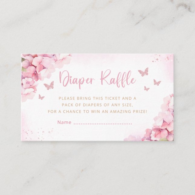 Cute Butterfly Baby Shower Diaper Raffle Ticket Enclosure Card (Front)