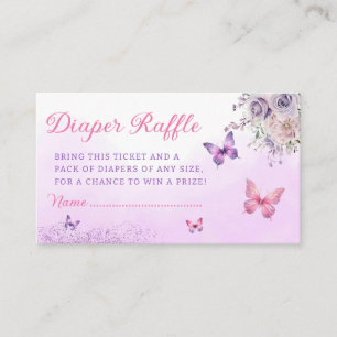 Cute Butterfly Baby Shower Diaper Raffle Ticket  Enclosure Card