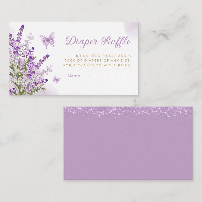 Cute Butterfly Baby Shower Diaper Raffle Ticket Enclosure Card (Front/Back)