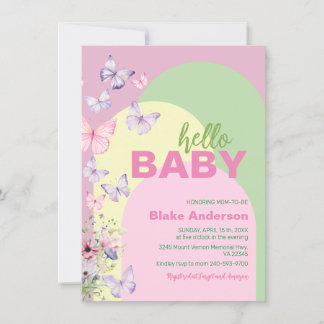 Cute Butterfly Baby Shower Invitation