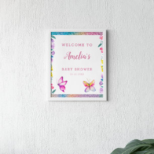 Cute Butterfly Baby Shower Welcome Poster