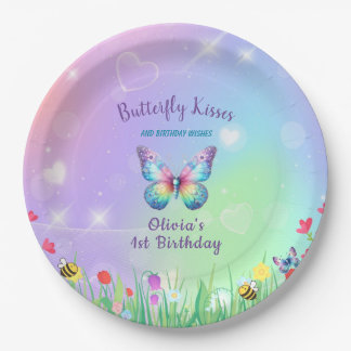 Cute Butterfly Birthday for Girl Paper Plates