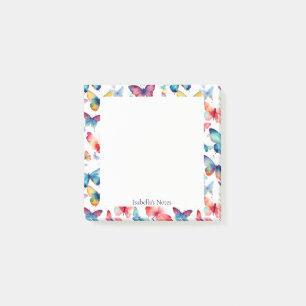 Cute Butterfly Colourful Watercolor Personalized Post-it Notes