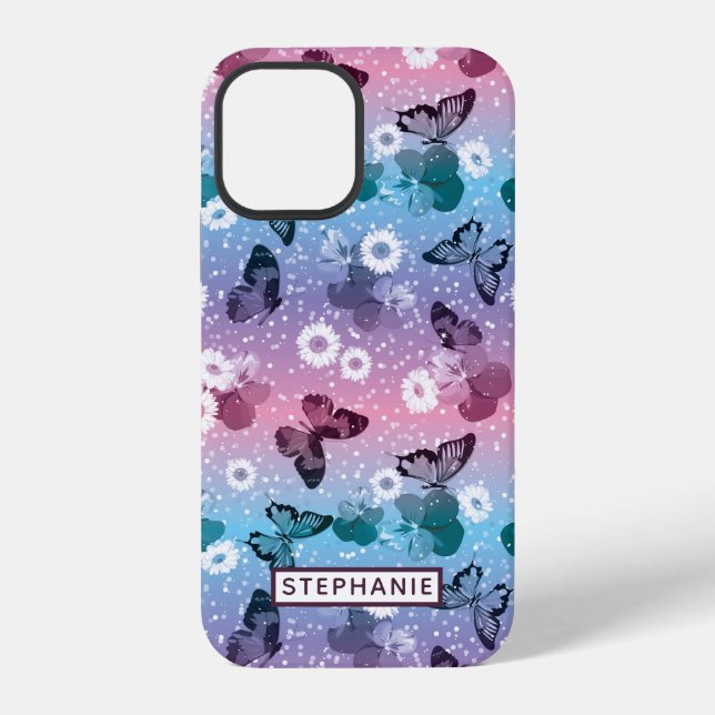 Cute Butterfly Daisy Girly Pattern Personalized iPhone Case (Back)