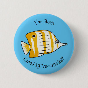 Cute butterfly fish cartoon illustration 2 inch round button