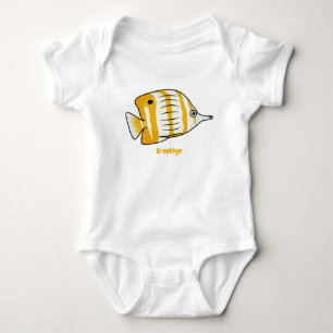 Cute butterfly fish cartoon illustration baby bodysuit
